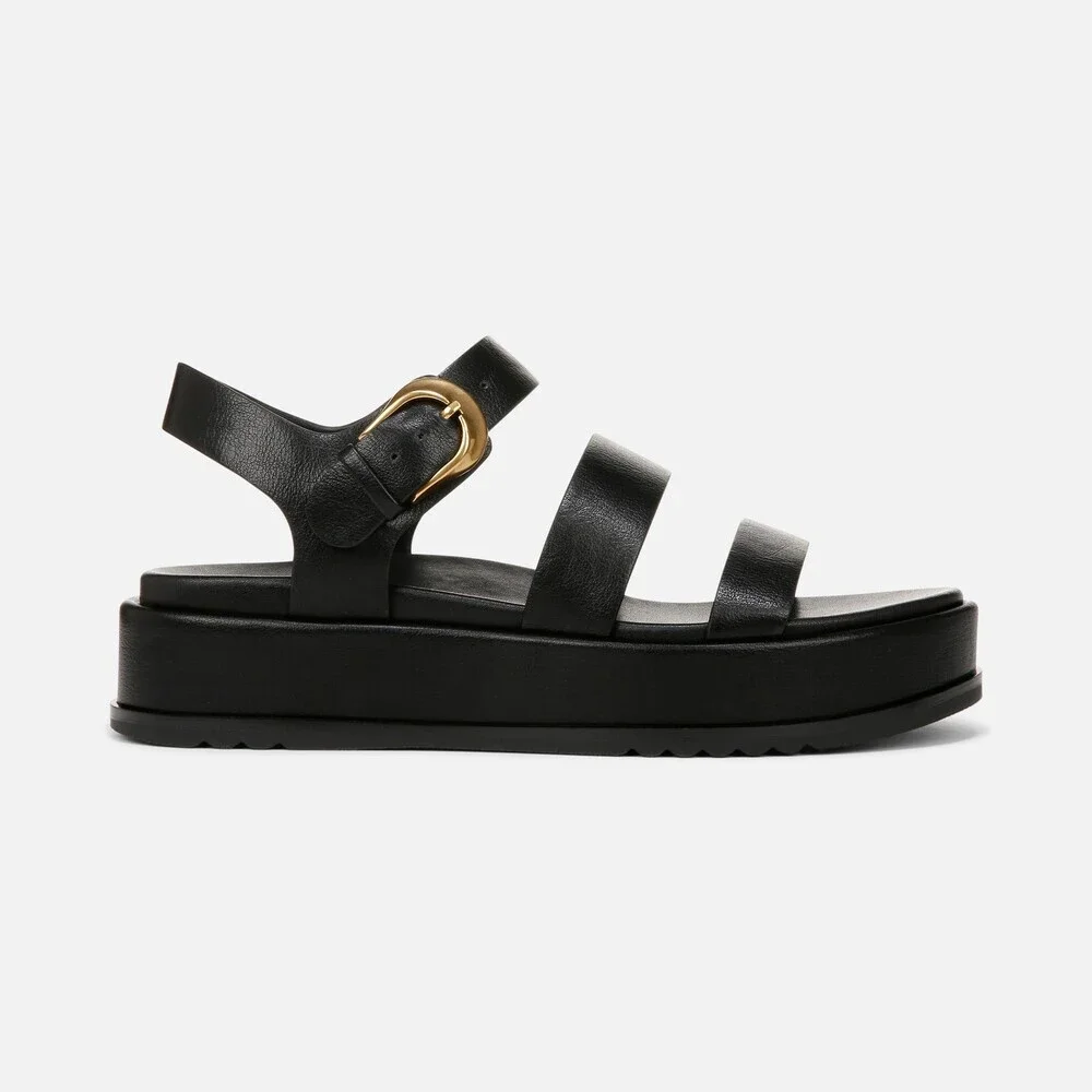 Naturalizer 27 Edit Zizi Strappy Womens US 7 Black Faux Leather Sandals ZOGG1772